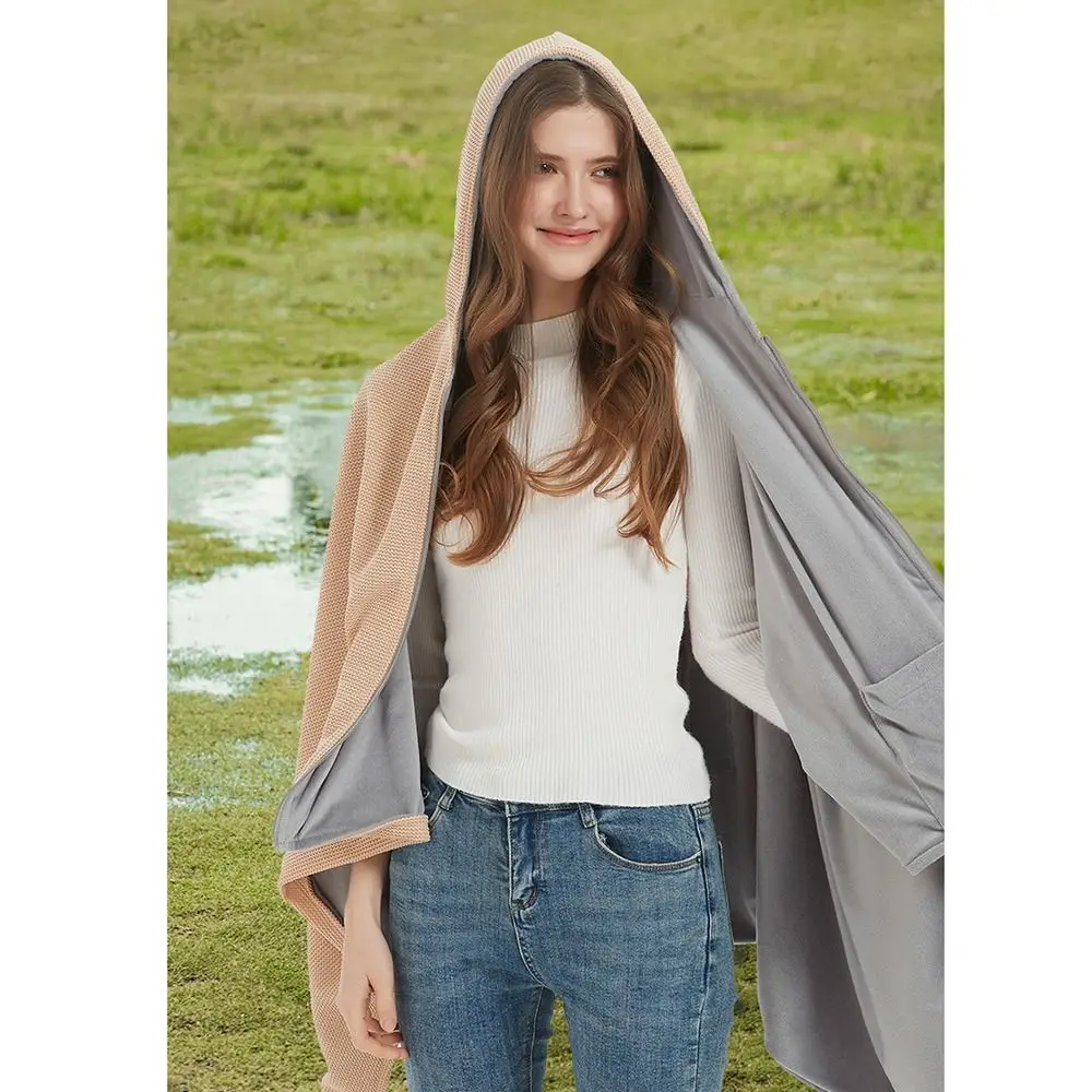 Soft Zippered Electric Blanket with Hat Adjustable 3 Heat Levels Warm Heating Scarf Washable Foldable Body Warmer Wrap