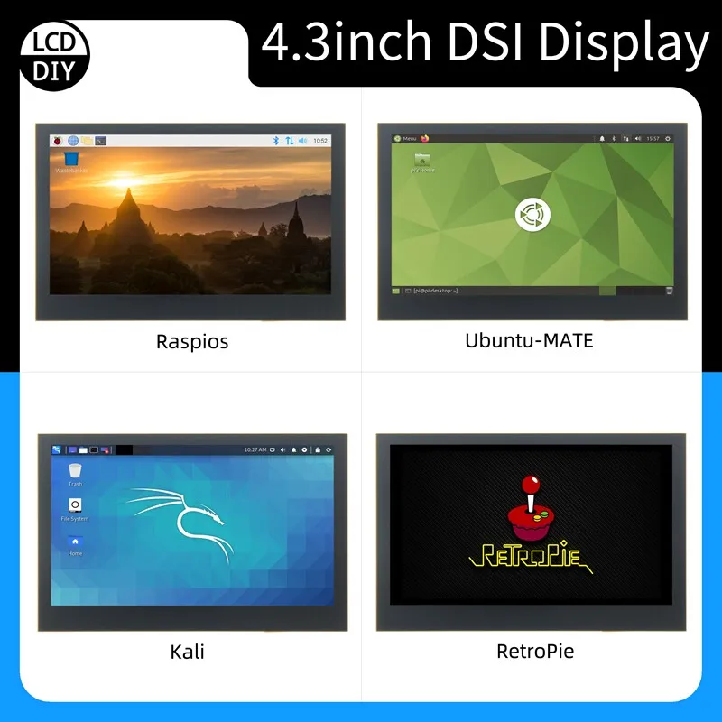 4.3 Inch DSI Touch Screen for Raspberry Pi 5 4B 3B+ 3B Capacitive Touch IPS Display 800*480 LCD Monitor for RPi 5 4B 3B+ 3B