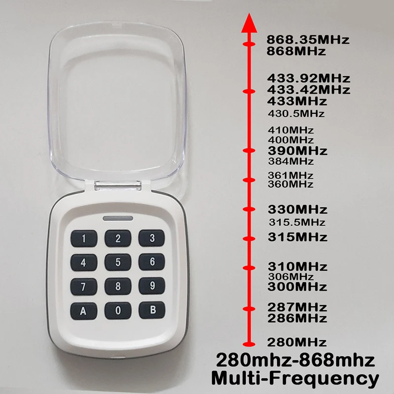 Multifrequency Wireless Keypad Remote Control Garage Door Opener 280-868MHz Gate Remote Control Garage Door Keychain for Barrier