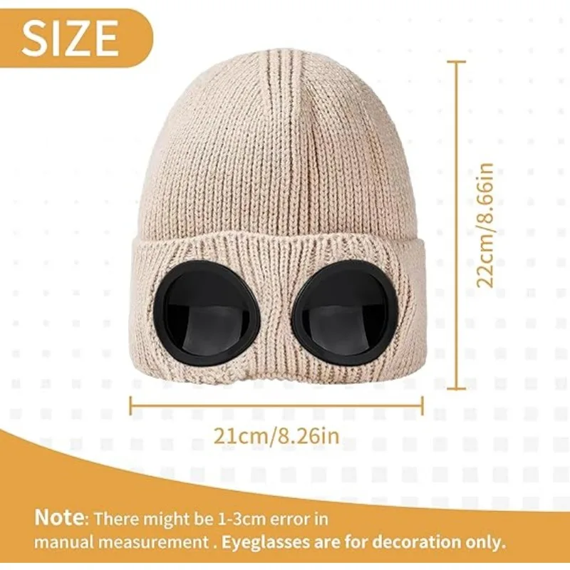 Knitted Goggles Hat Windproof Warm Woolen Hats Elastic Soft Warm Anti-slip Ear Protection Unisex Bomber Hat For Men and Women