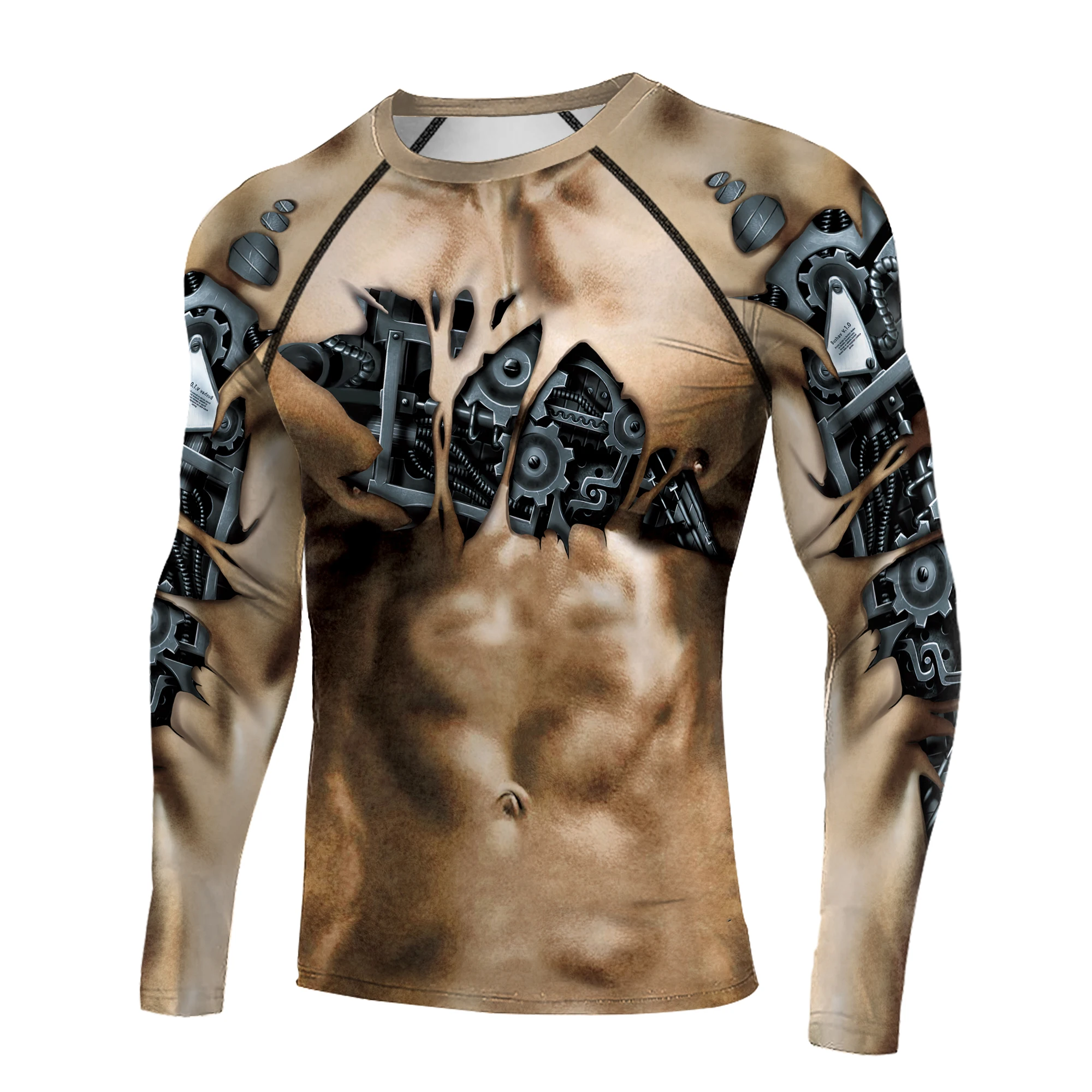 Zawaland adulto maschio Tee Muscle manica lunga stampa 3D tatuaggio manica corta Costume Cosplay tuta Casual T Shirt uomo top