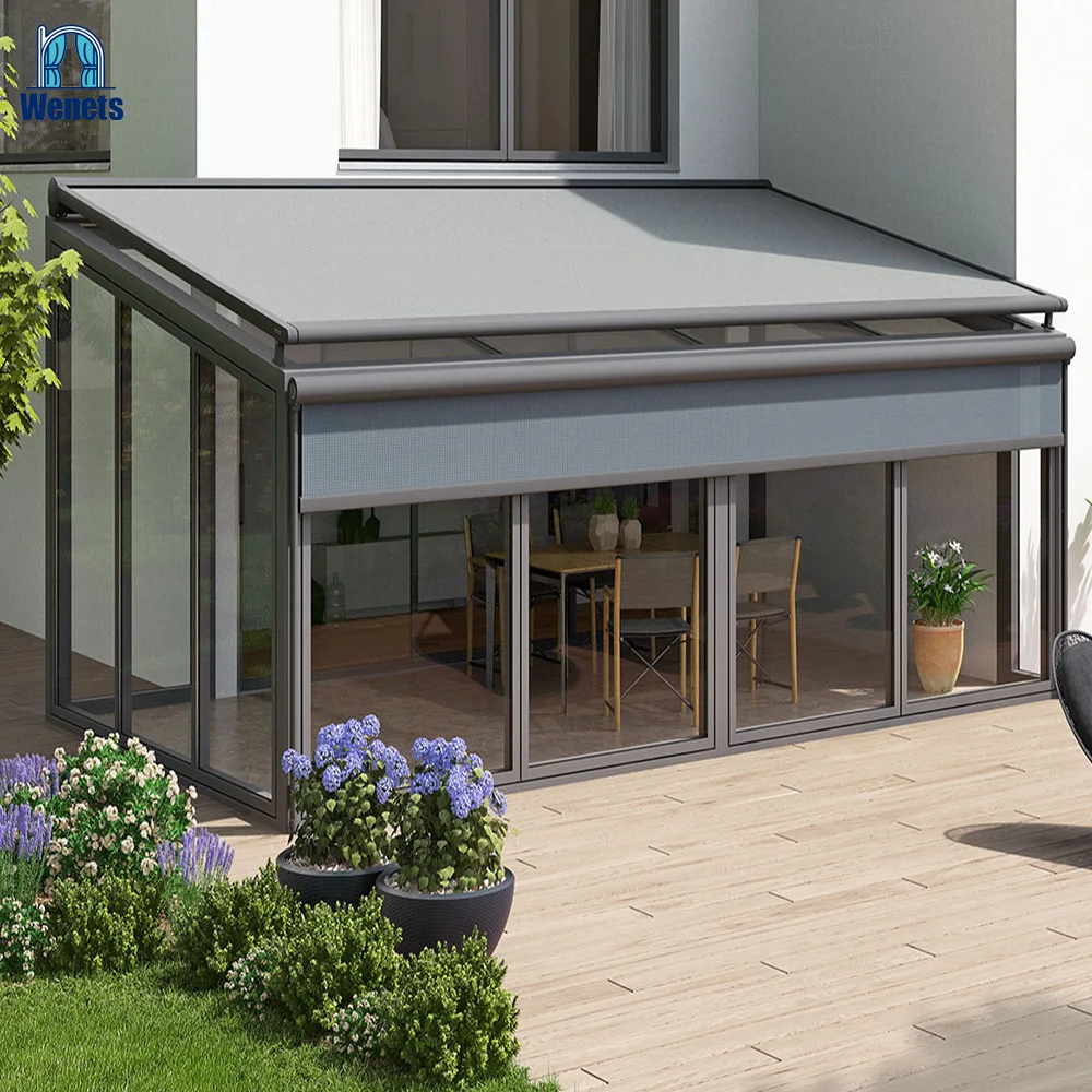 Motorized Conservatory Awning Retractable Skylight Awning for Glass House Sunshade Outdoor Waterproof Terrace Canopy Pro