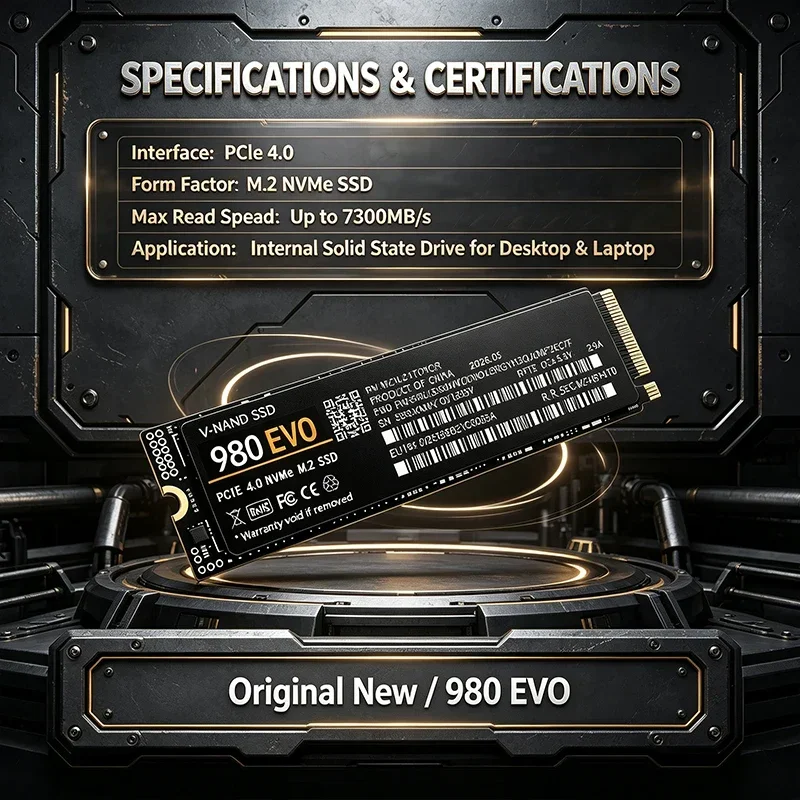 980 EVO NVMe M.2 2280 SSD 500GB 1TB 2TB 4TB 7300MB/s TLC 3D NAND Storage for PS5 Gaming Desktop Laptop PC Low Power Pro Max