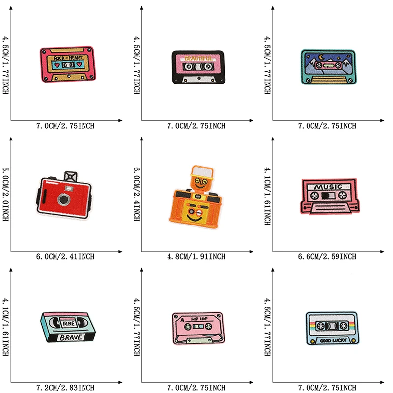 15 teile/los Band Kamera Nette Eisen Nähen Auf Patches Für Kleidung Kinder Gestickte Für Kleidung Brief Stoff Pack Diy applique Mädchen – Detail 3