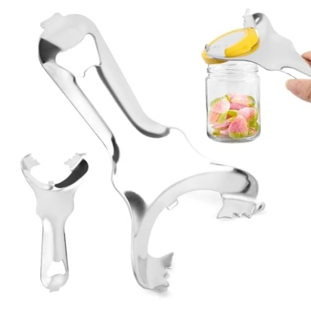 Stainless Steel Mason Jar Opener Easy Twist Handheld Manual Bottle Opener Multifunctional No Lid Damage Jar Top Remover Tool
