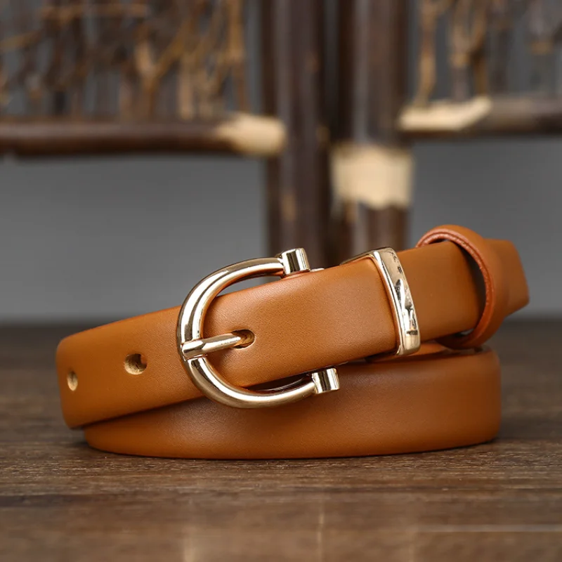 Women's Belt High-quality D-shaped Pin Buckle Soft Leather Solid Thin Belt Female Genuine Leather All-match Belts for Women