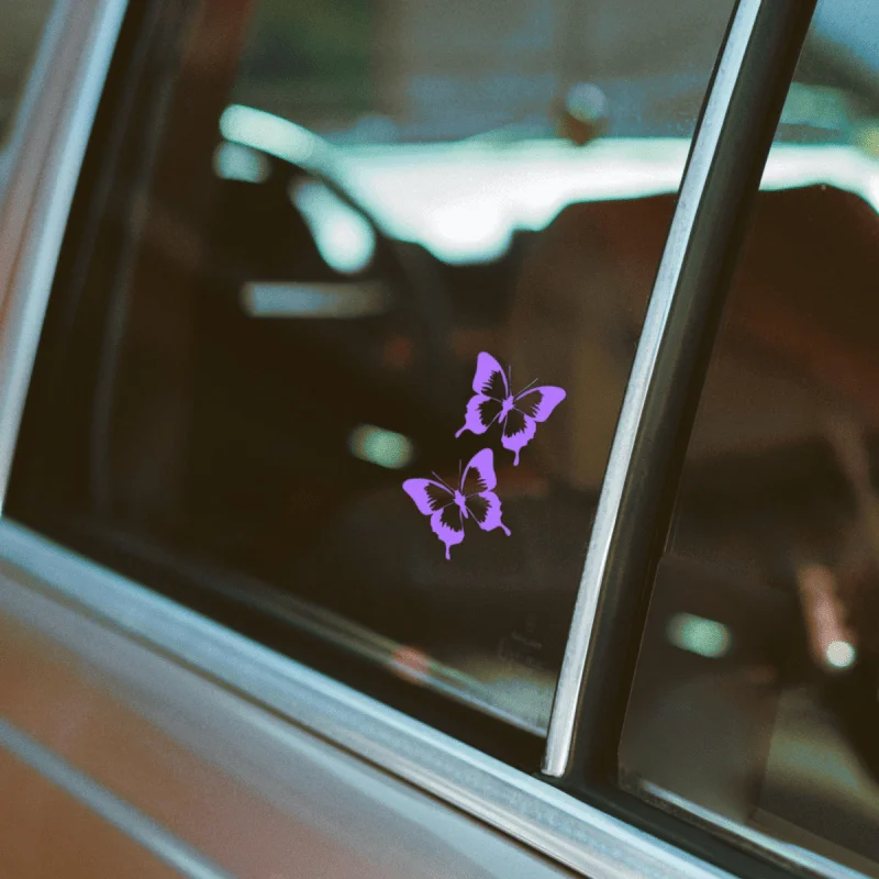 Purple Butterfly Waterproof Vinyl Stickers Beautiful Cartoon Insect Decals For Motorcycle Helmet Car Body Decor Accessories