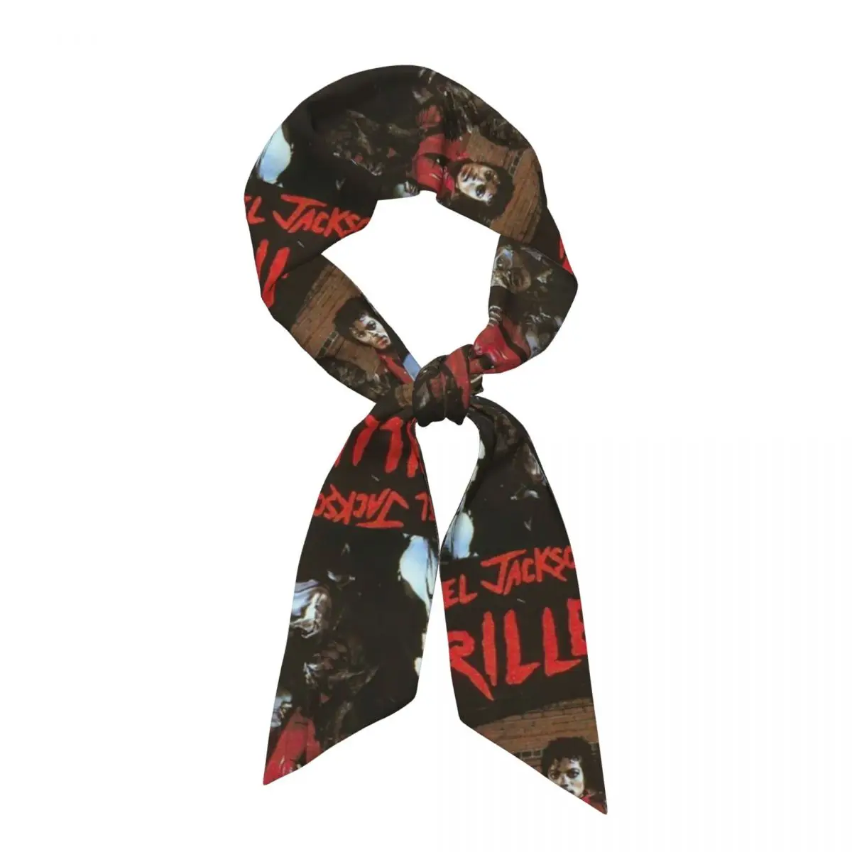 Pop Music Michael J-Jackson (17) Women Long Narrow Scarf Silky Skinny Scarf Multi-use Neck Head Wrap for Office Daily Party