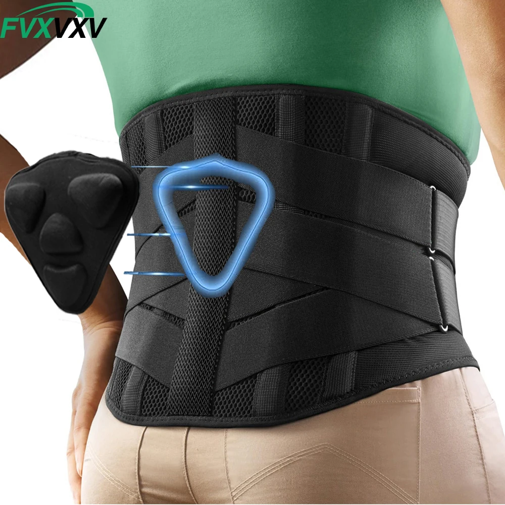 1 Stück Atmungsaktiver Lendenwirbelstützgürtel mit 3D-Lendenkissen & 5 Metallstreben, Schmerzlindernde Rückenbandage für Männer & Frauen mit Ischias