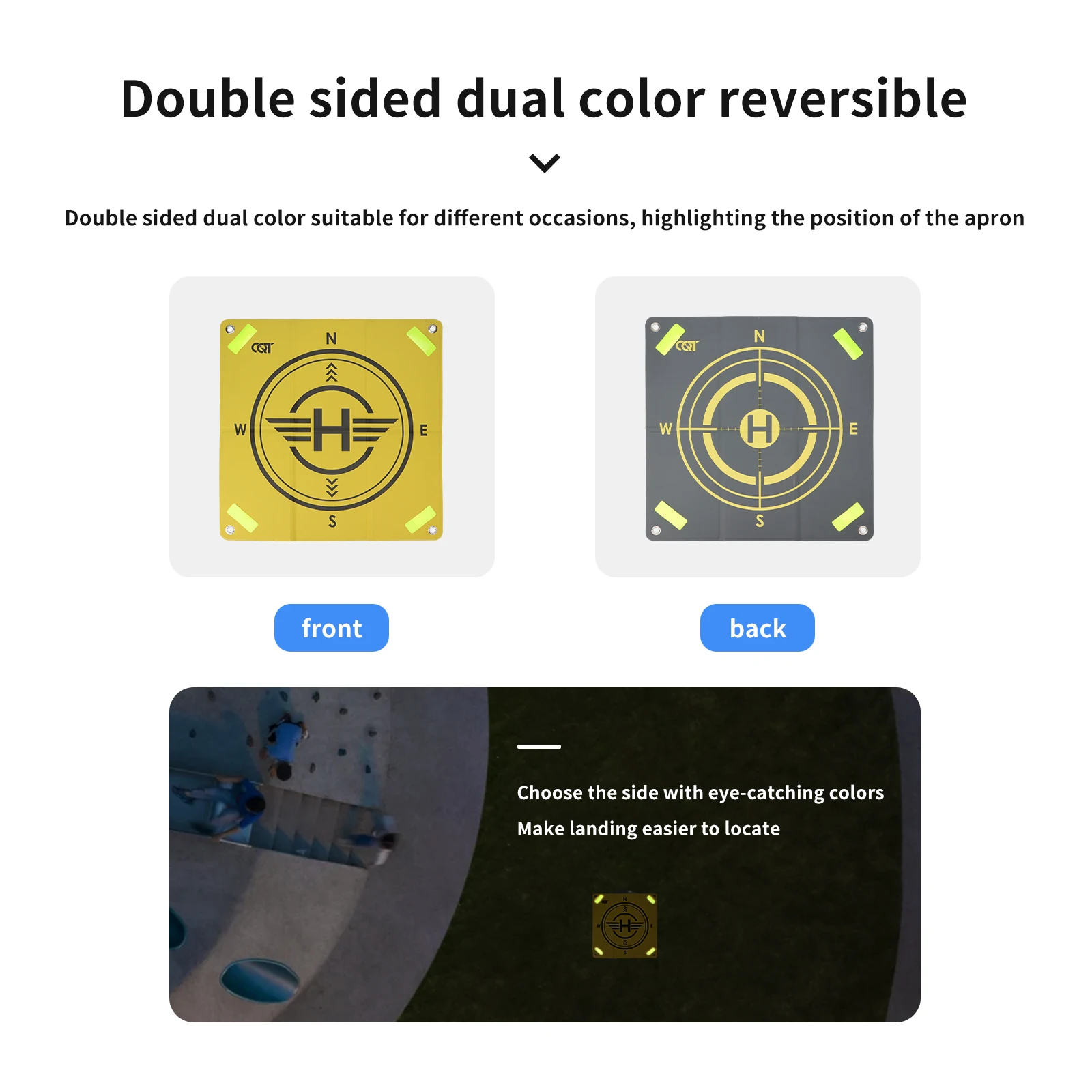 Tappetino di atterraggio universale da 55 cm per DJI Avata 2/Air 3S/Air 3/Mini 3 4 Tappetino di atterraggio per grembiule pieghevole riflettente per DJI Mavic 4 Pro Drone