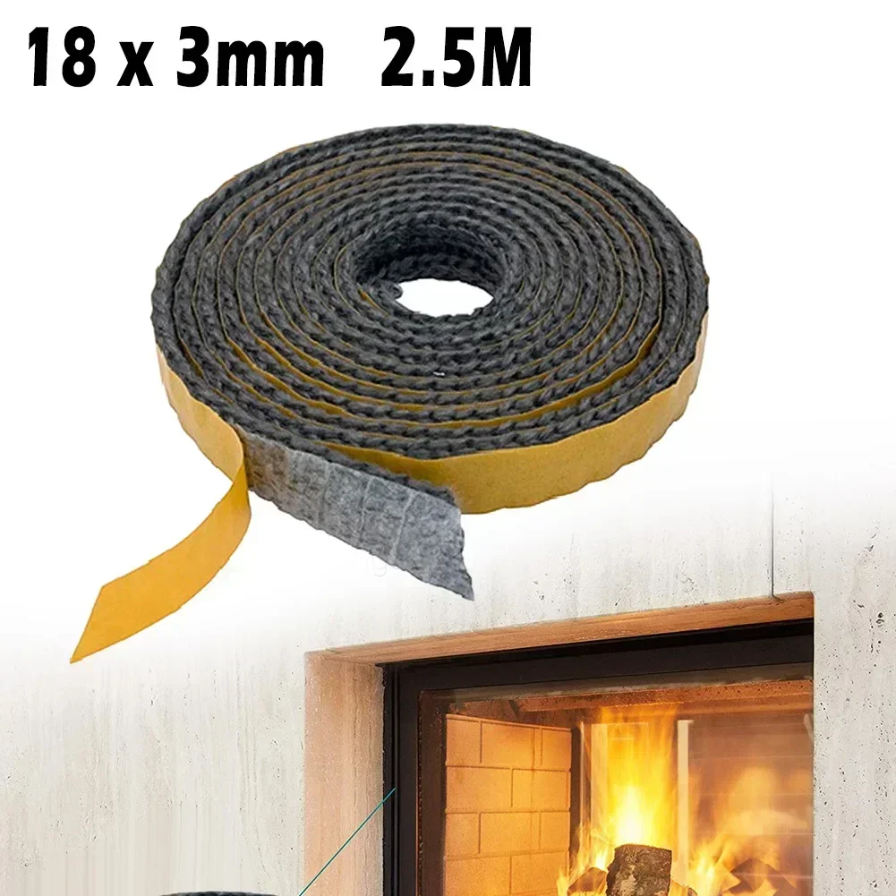 Eeatop Black Flat Stoves Rope Self Adhesive Fiberglass Fireplace Door Sealing Cord Glass Seal Stove Fire Rope Replacement Gasket