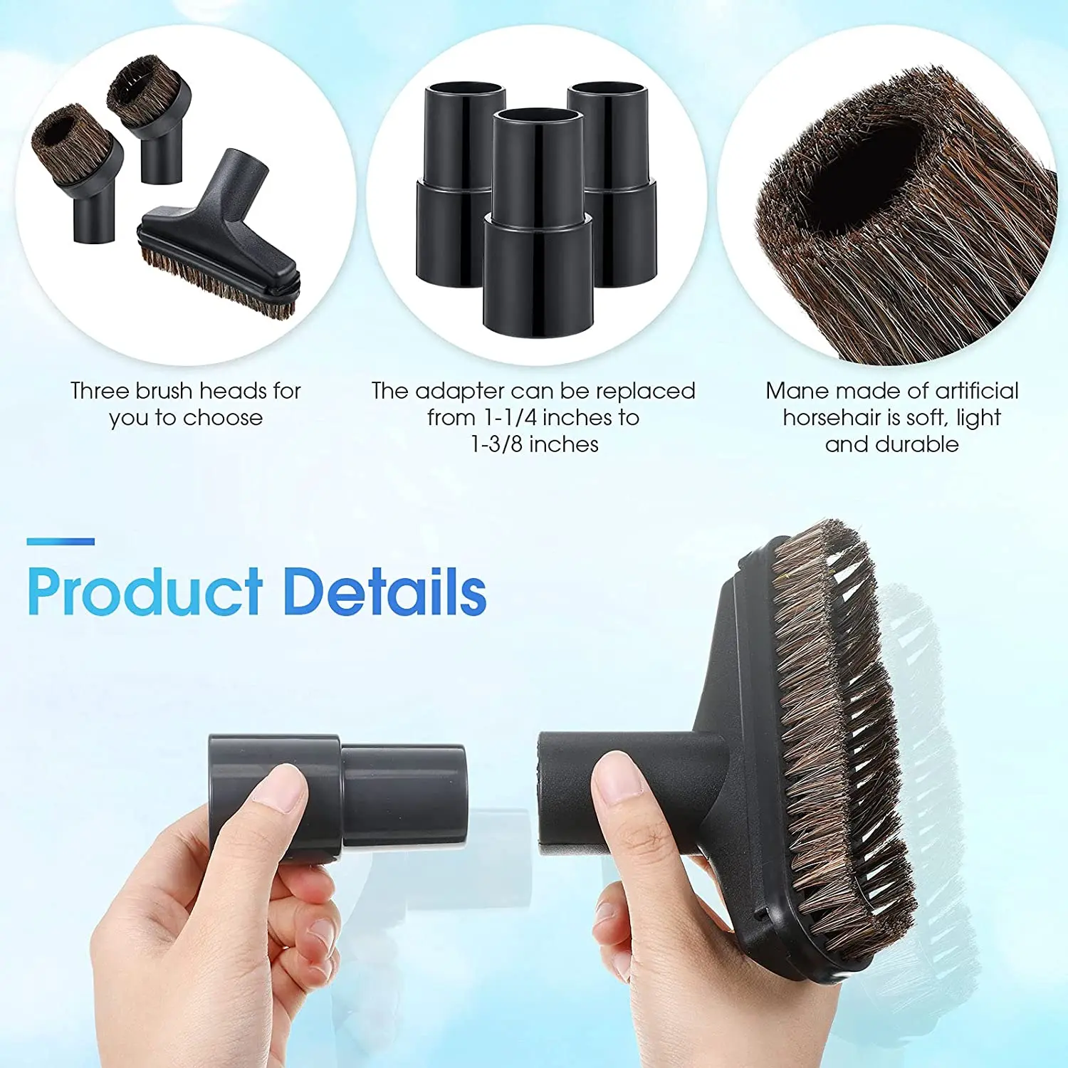 6 Pieces 25MM and 36MM Vacuum Brush Round Brush, 5.9 Inch Vacuum Floor Brush 1.25 Cleaner Vacuum Attachment Brush Soft