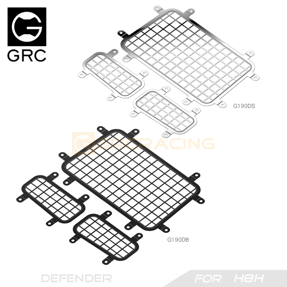 GRC 1/8 Stainless Steel Mesh Protection Window Net Metal Decoration for H8H Defender Rear Window Upgrade Parts # G190DS G190DB