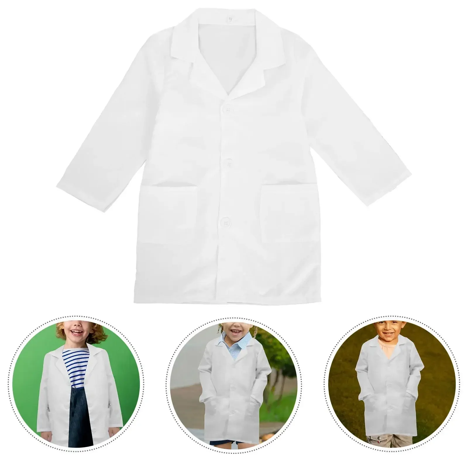 

Blouse de laboratoire blanche unisexe à manches longues pour enfants, uniforme de Cosplay d'infirmière et de médecin, vêtements
