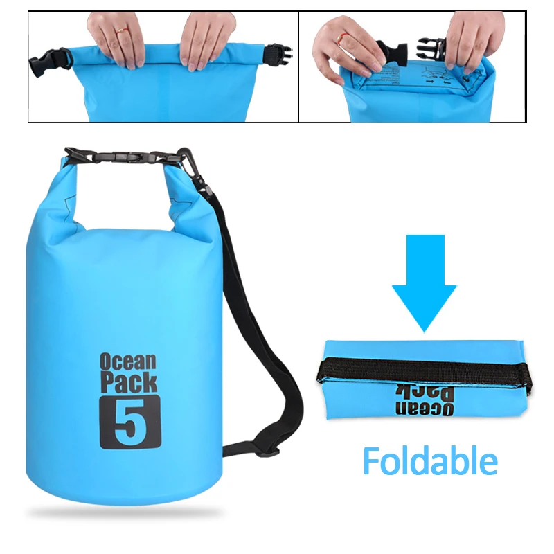 Mochila de natação impermeável ao ar livre, sacos de PVC leve, pá do telefone, barco flutuante, caiaque, camping