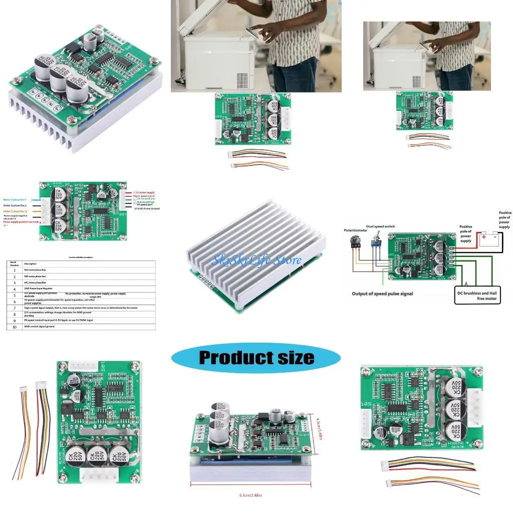 

E65E 500 Вт, 15 А, плата управления бесщеточным двигателем, простая в использовании, поддерживает переключение вперед-назад и