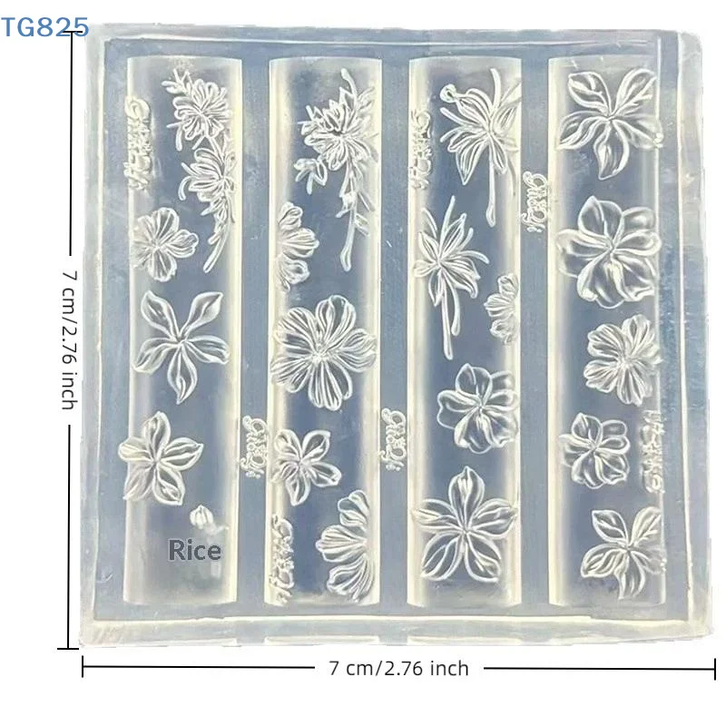 【AN】Flower Nail Art Mold Silicone Five-Petaled Flowers Pattern Nail Art Decorations Stereoscopic Nail Polish Filling Mold Relief