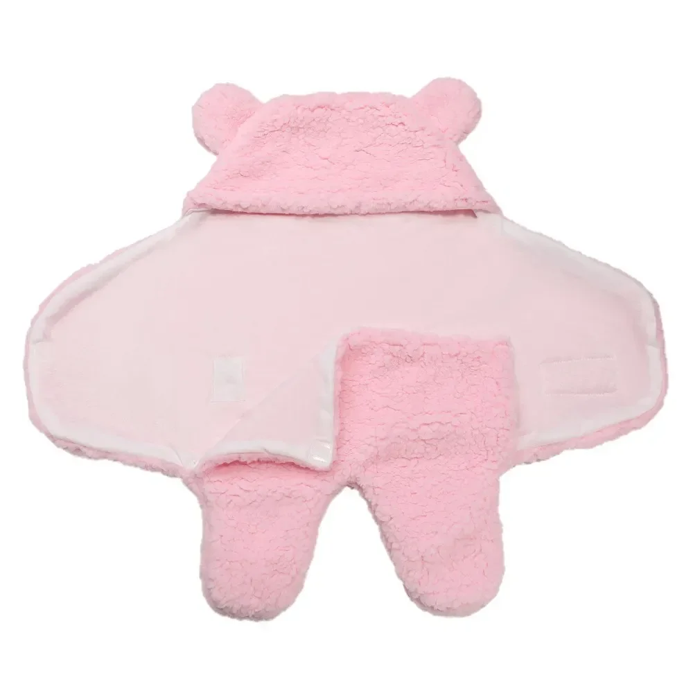 Newborn Baby Soft Cotton Velvet Sleeping Bag Warm Plush Wrap Blanket Quit 0-3 Months Sleepsack