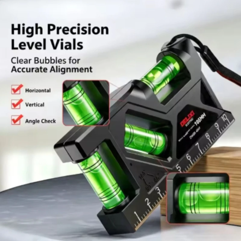 DELIXI Level Strong Magnetic Mini Level Small High Precision Portable Water Dipstick Balance Measure Construction Bubble Level