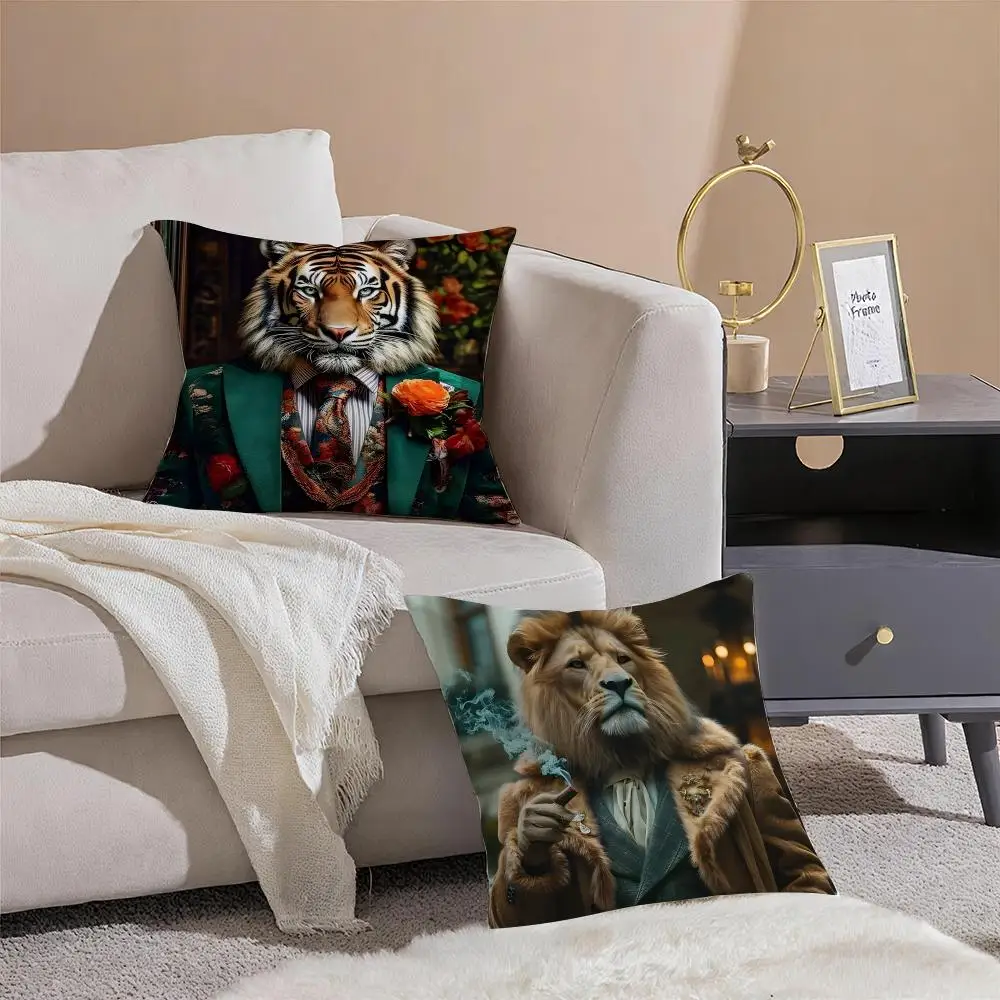 Maximalist Eclectic Animal Cushion Cover Silky Short Plush with Invisible Zipper Dustproof Sofa Pillow Cover for Home Decor