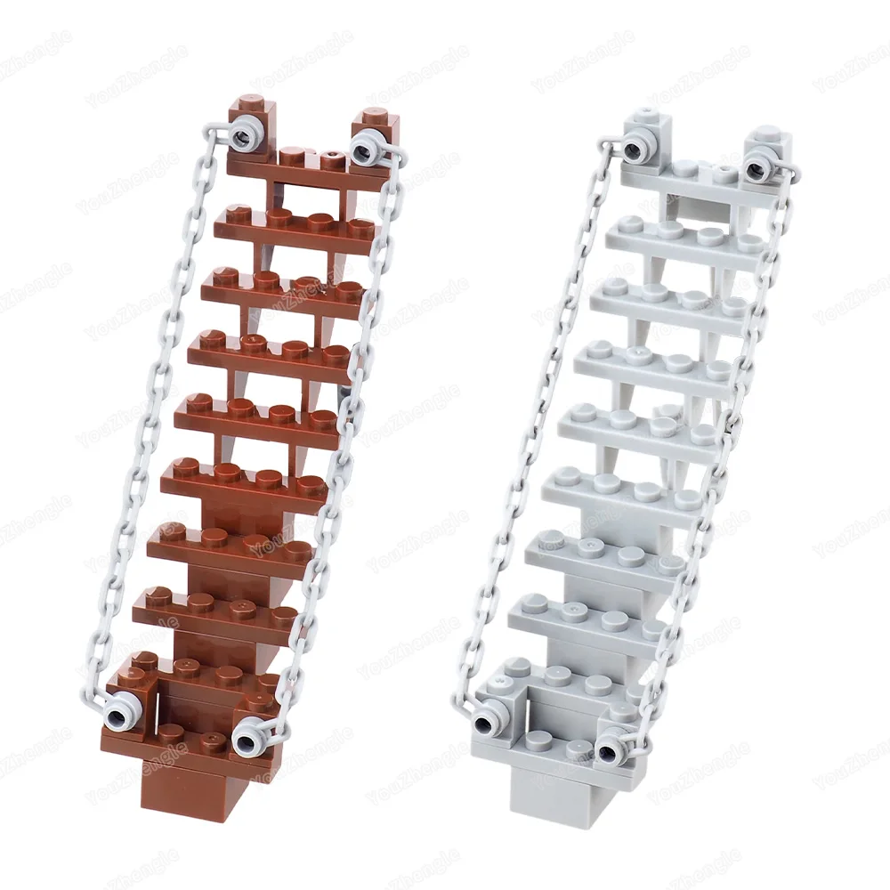 Stackable Iron chain Handrail Staircase Building Block MOC Wasteland Housing Training Outdoors Scene Equipment Model Gifts Toys