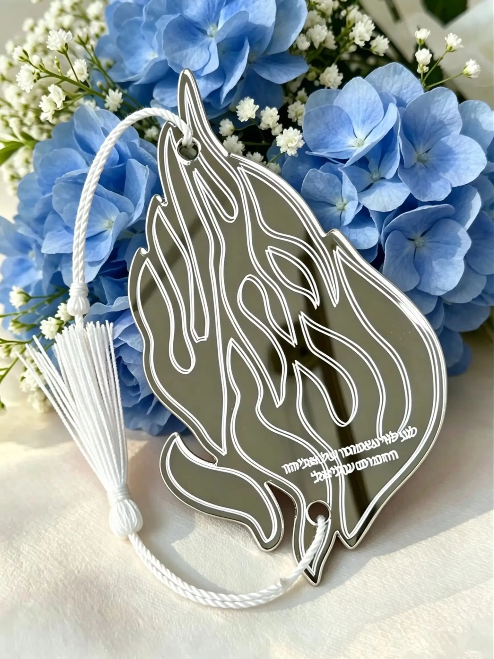 Karta Prezentowa Ślubna z Lustrzanym Srebrem i Płomieniem, Personalizowana Karta Podróżnicza z Breloczkiem, Karta Pamiątkowa na Święto Dziękczynienia, Bar Mitzwa, Imprezę — zdjęcie 2