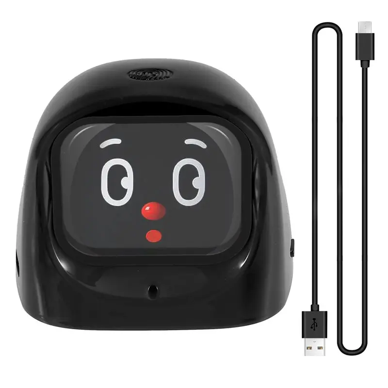 ABKQ-Trendy Electronic Pet Car AI-Powered Mangogo Wifi Interactive Feature Companion Personality Sensor Emotion Black