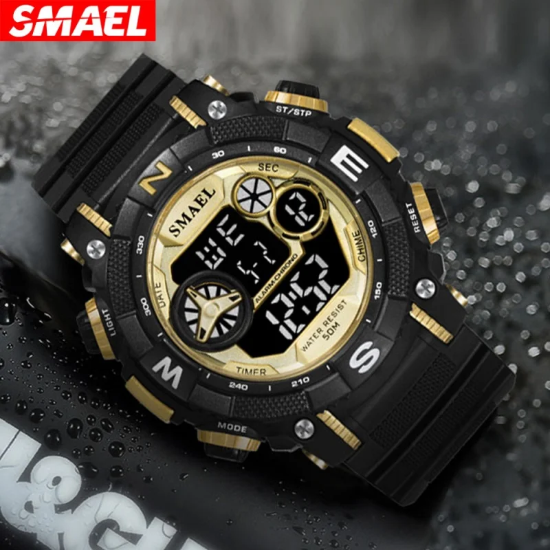 นาฬิกาเรืองแสงกันน้ำได้แบบลำลอง jam tangan elektronik มัลติฟังก์ชันกลางแจ้งกีฬา smael