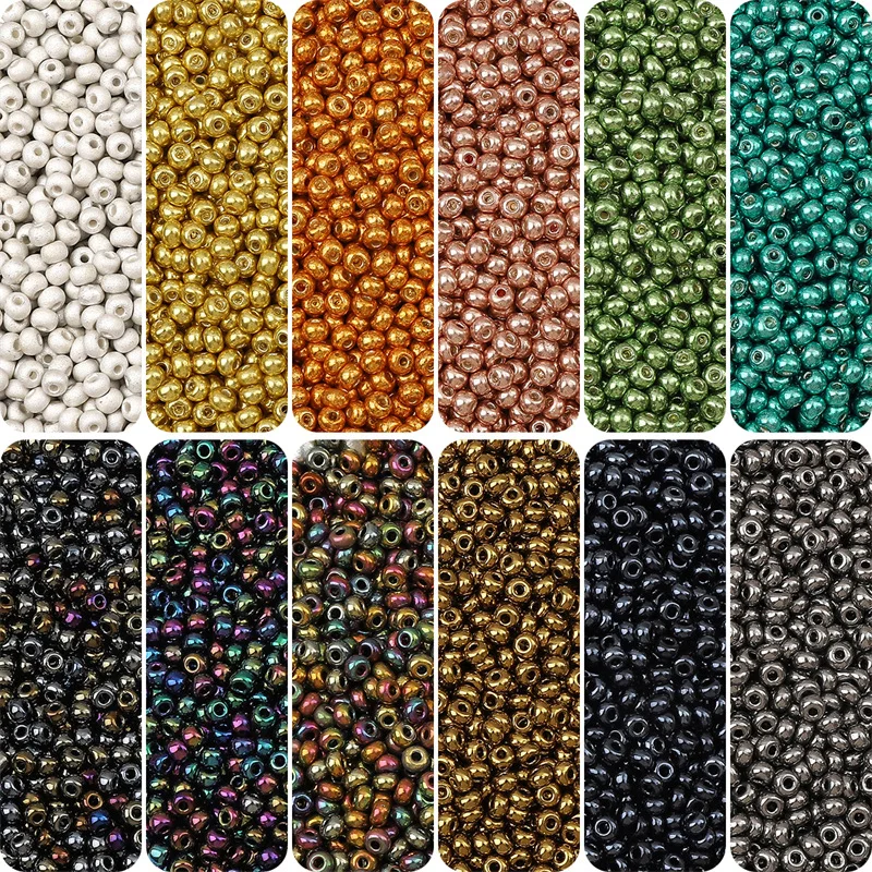 2 3 4mm Metallic Plated Glass Seed Beads Round Japanese Miyuki Seedbeads Loose Spacer Beads for Jewerly Making DIY Needlework