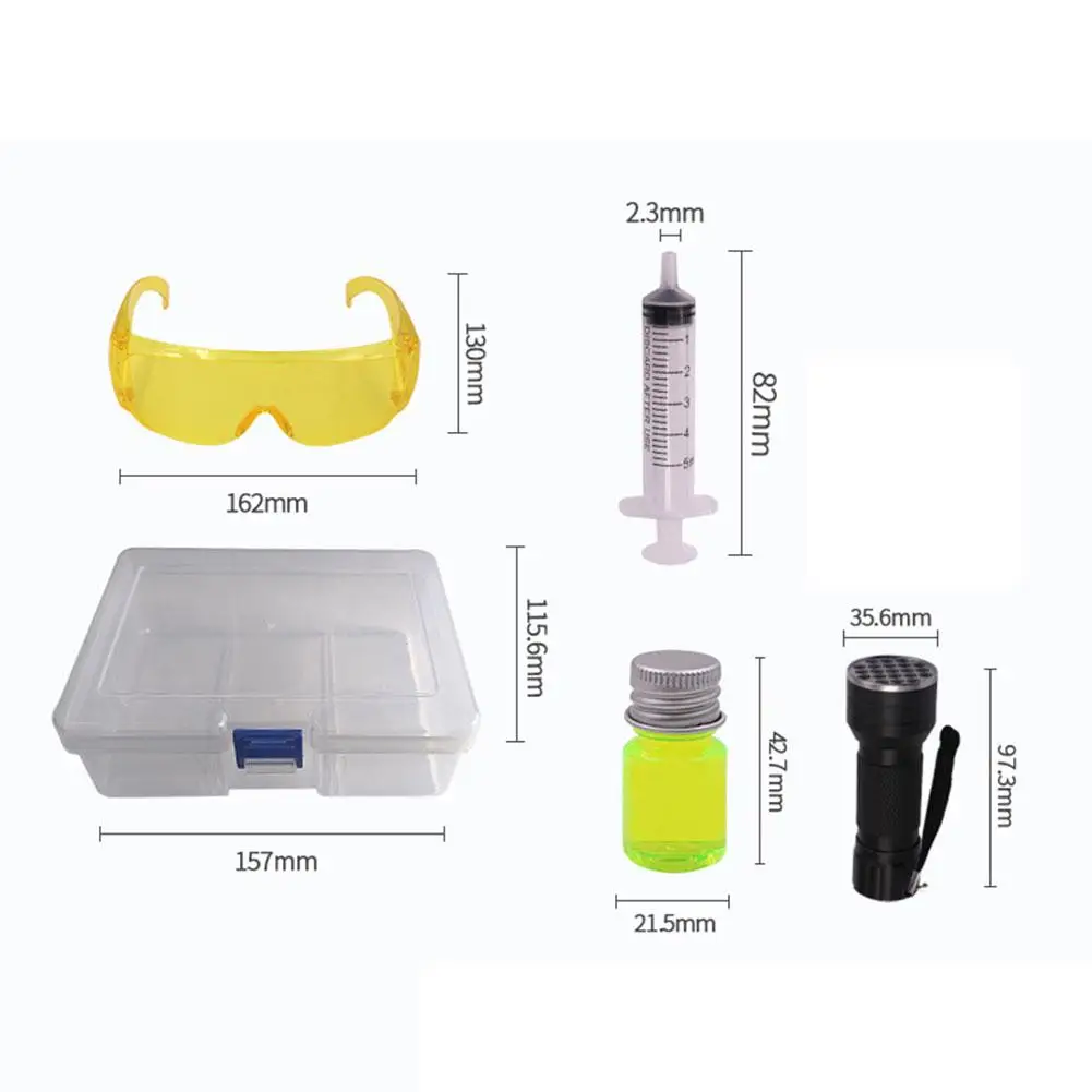 Ferramenta de detecção de vazamento de ar condicionado automático, kit de detecção de agente de luz roxa fluorescente, ferramenta de detecção e reparo de vazamento