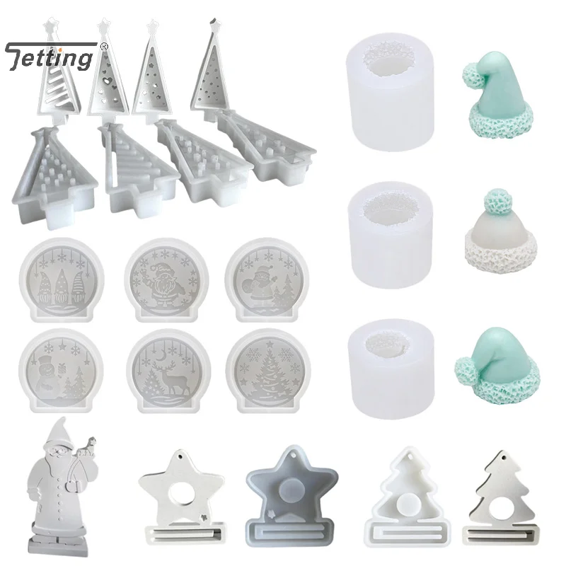 Diy Christmas Tree Elk Pentagram Aromatherapy Pendant Molds Christmas Gift Decoration Plaster Mould Drop Glue Mold