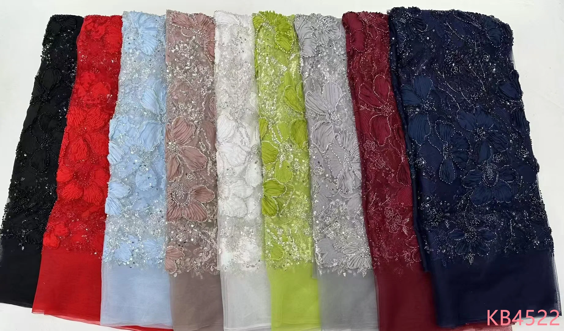 African Groom Beads Lace Fabric 2025 High Quality 5 Yards Beaded 3D Floral Lace Fabric Red Lace Fabric African Fabrics for Women