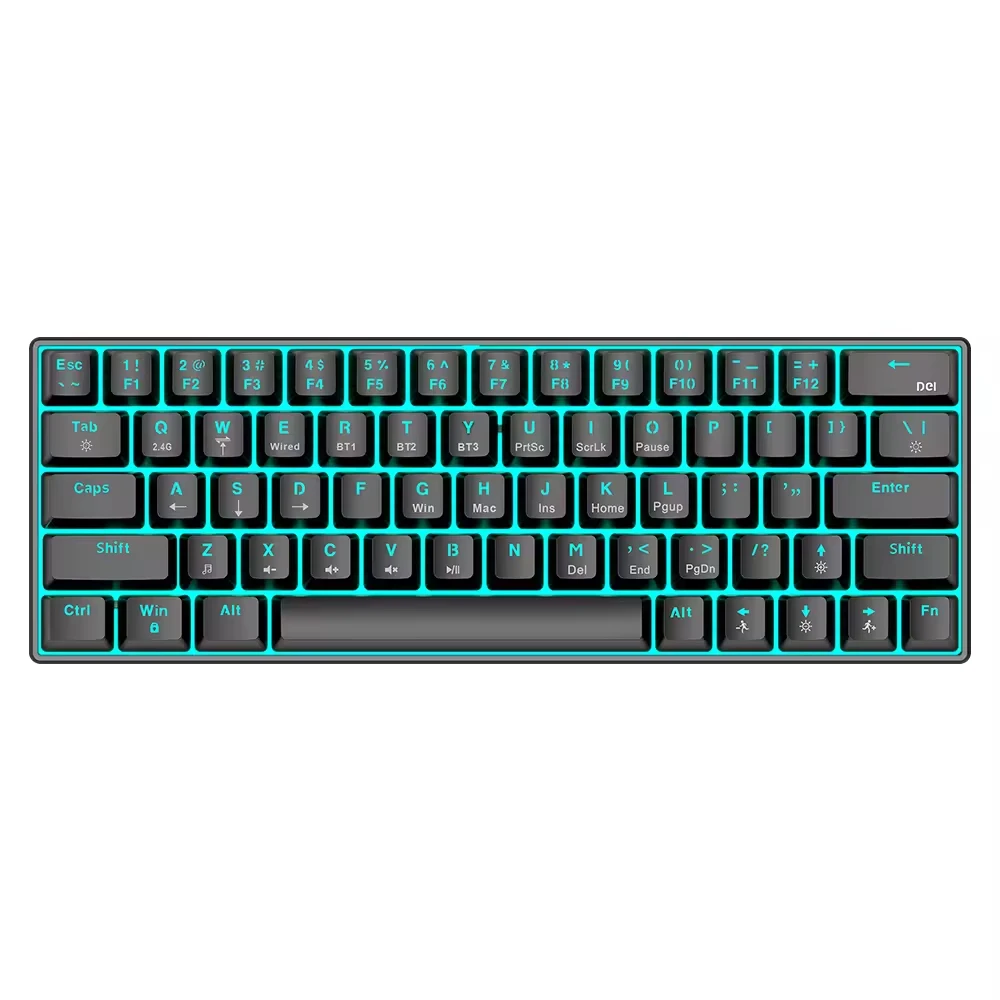 63 Keys Bluetooth Wireless Rechargeable Mechanical Gamer 60% Computer Keyboard