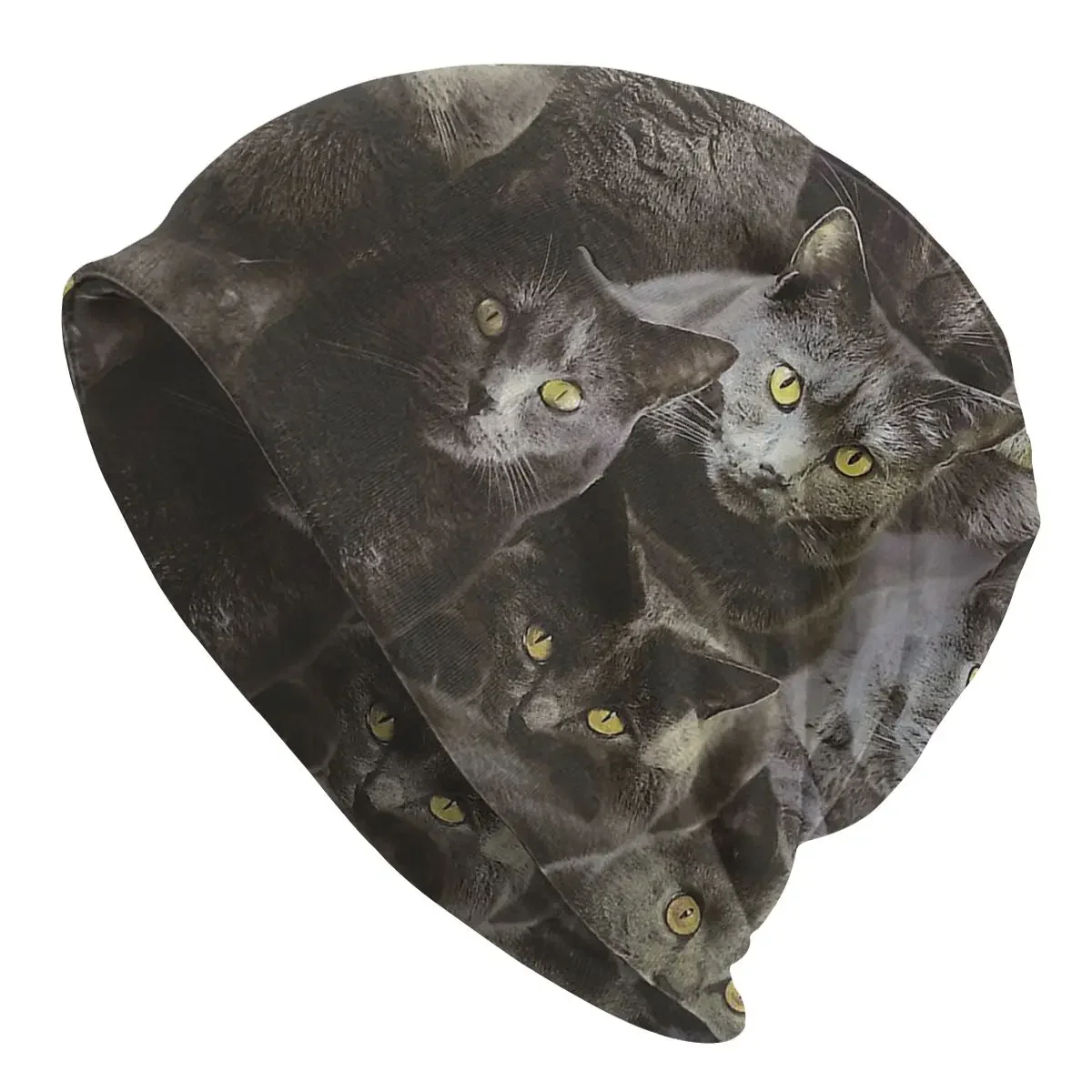 Chartreux Animal Meme Gorro unisex invierno al aire libre doble capa sombreros finos para hombres y mujeres