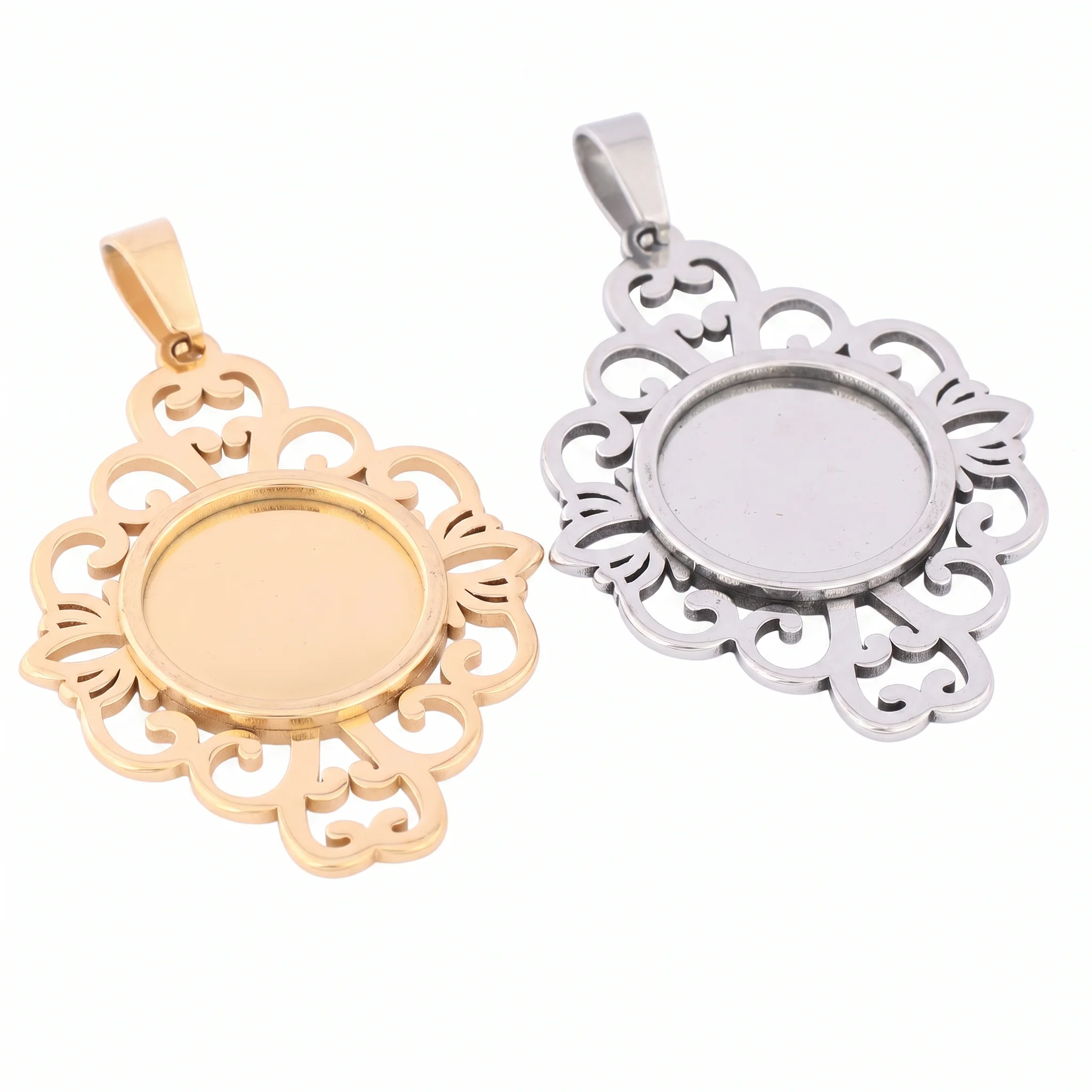 5pcs Stainless Steel Filigree - Bezels Set Pendant review and price