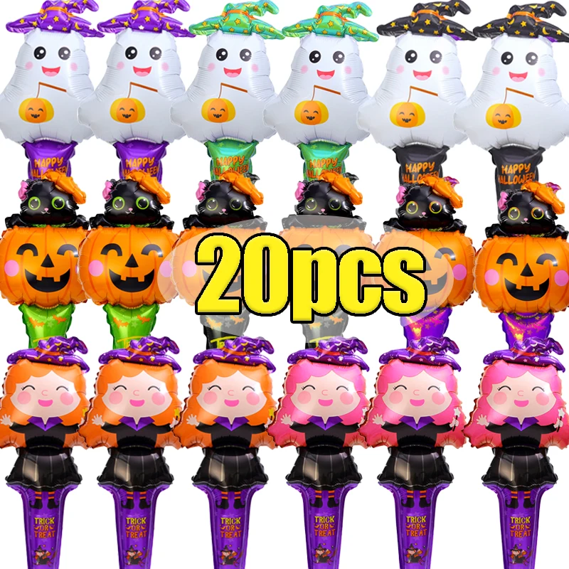 10/20 sztuk Halloween nadmuchiwane balony folia aluminiowa ręczny balon dynia duch czarownica zabawki dla dzieci impreza z okazji Halloween akcesoria