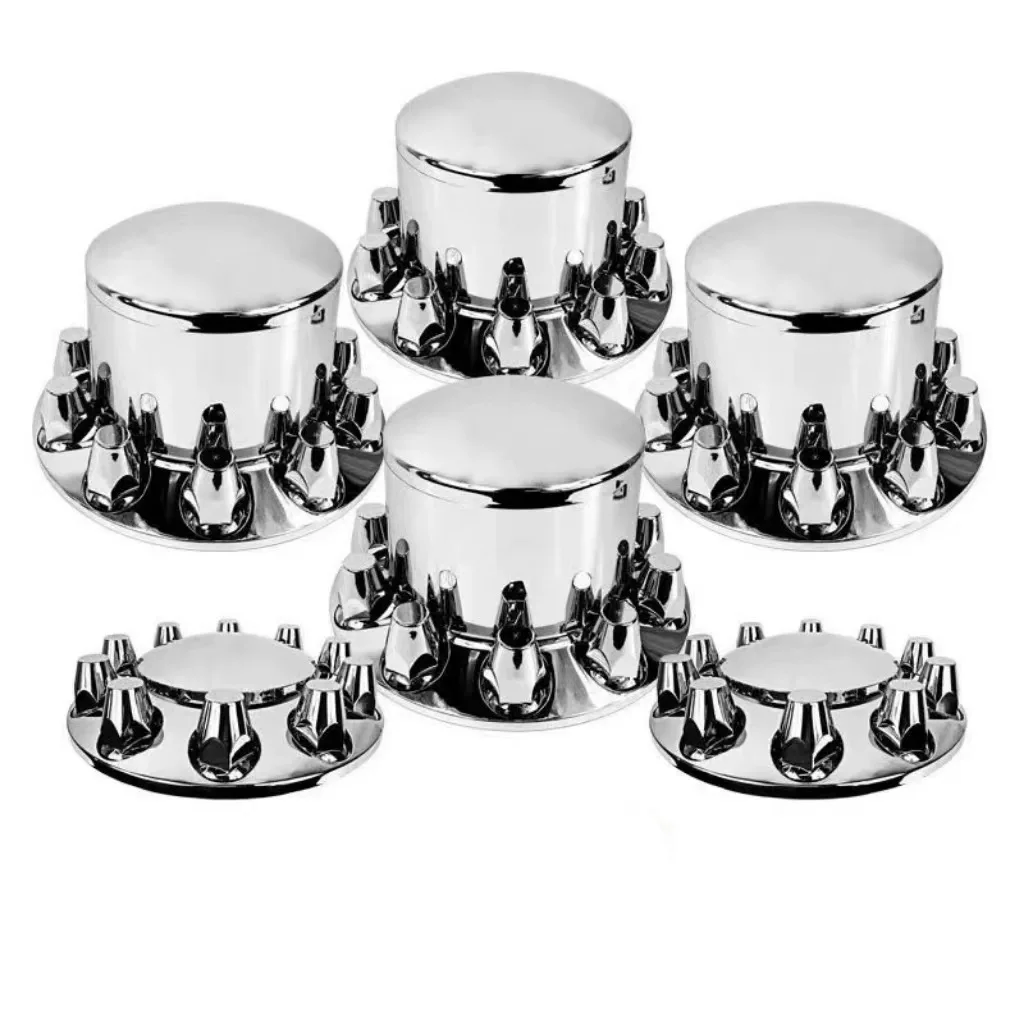 Truck Hubcap Chrome ABS Wheel Cover Kit with 33mm Lug Nut Cover Screw