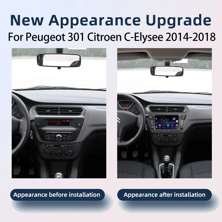 Android Car Radio Player For Peugeot 301 Citroen C‑Elysee 2014‑2018 Wireless CarPlay Android Auto GPS DSP Stereo SWC FM RDS