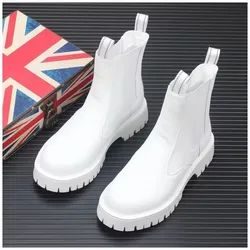 England style men boots original leather shoes stage nightclub platform motorcycle boot cowboy high chelsea botas hombre zapatos