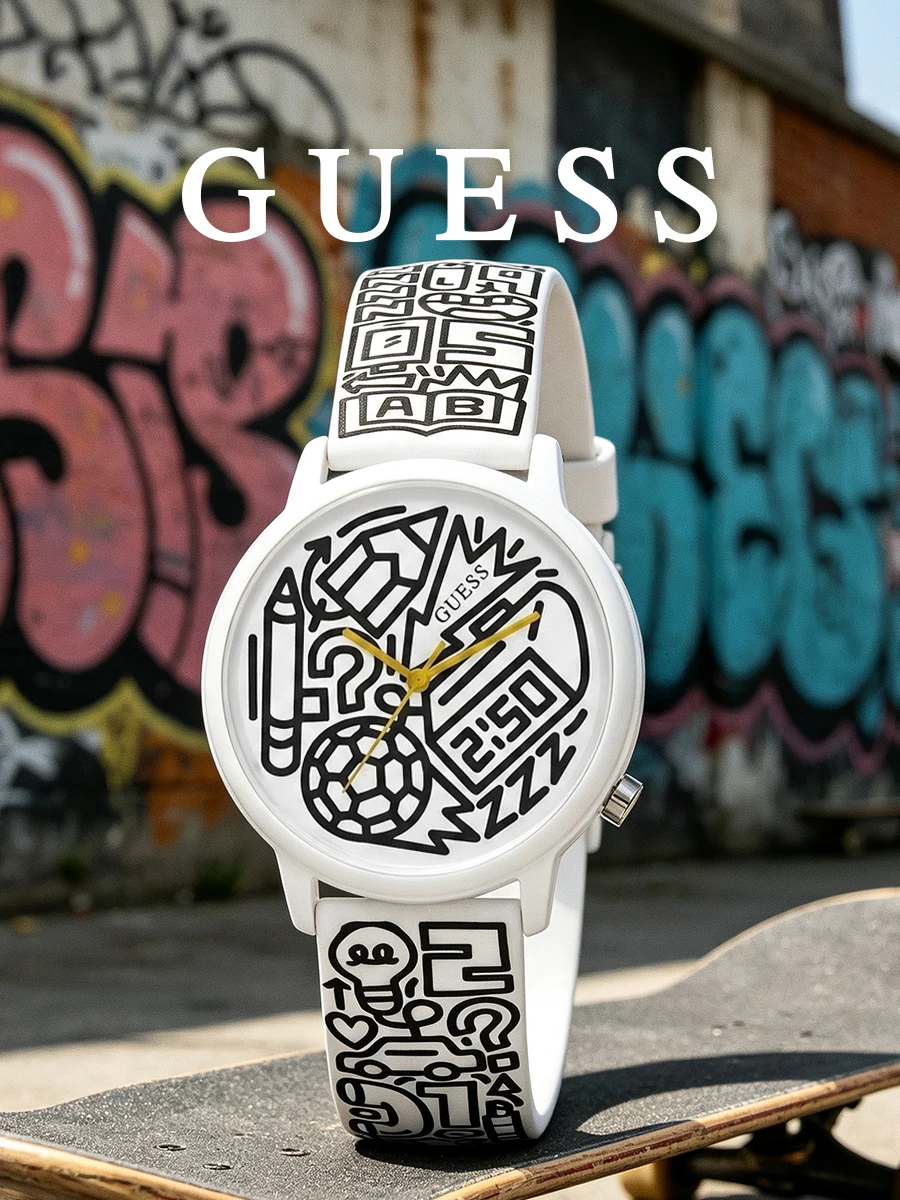 Smartwatch Guess - Zegarek kwarcowy unisex z białym silikonowym