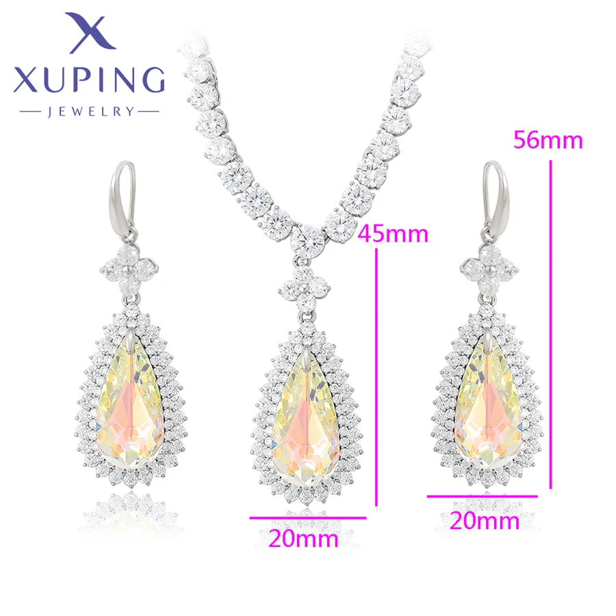 Imagem -02 - Xuping-luxo Brincos e Colar de Cristal Conjunto de Jóias para Mulheres Presentes de Casamento Menina Moda A00910438