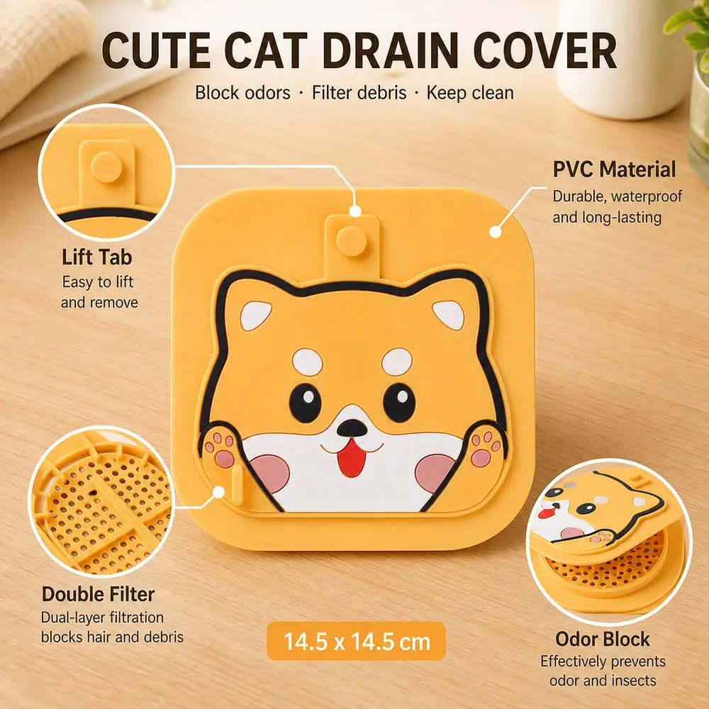 Insect-proof Sewer Floor Drain Cover Anti-Odor 2in1 Sink Drain Plug Reusable Cartoon Sewer Pipe Cover