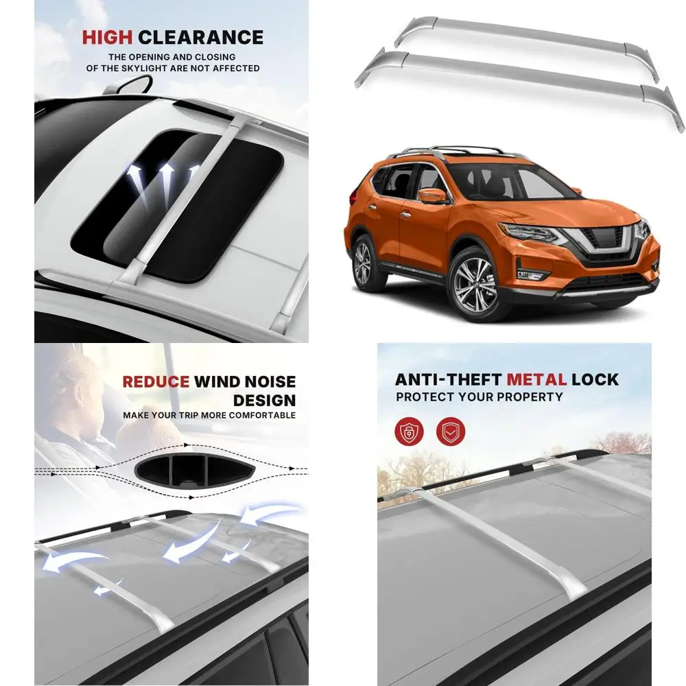

Алюминиевые поперечины багажника на крышу Nissan Rogue 2014-2020 гг. с боковыми направляющими, запираемыми, сверхмощными, подходят для багажа, велосипедов, кано