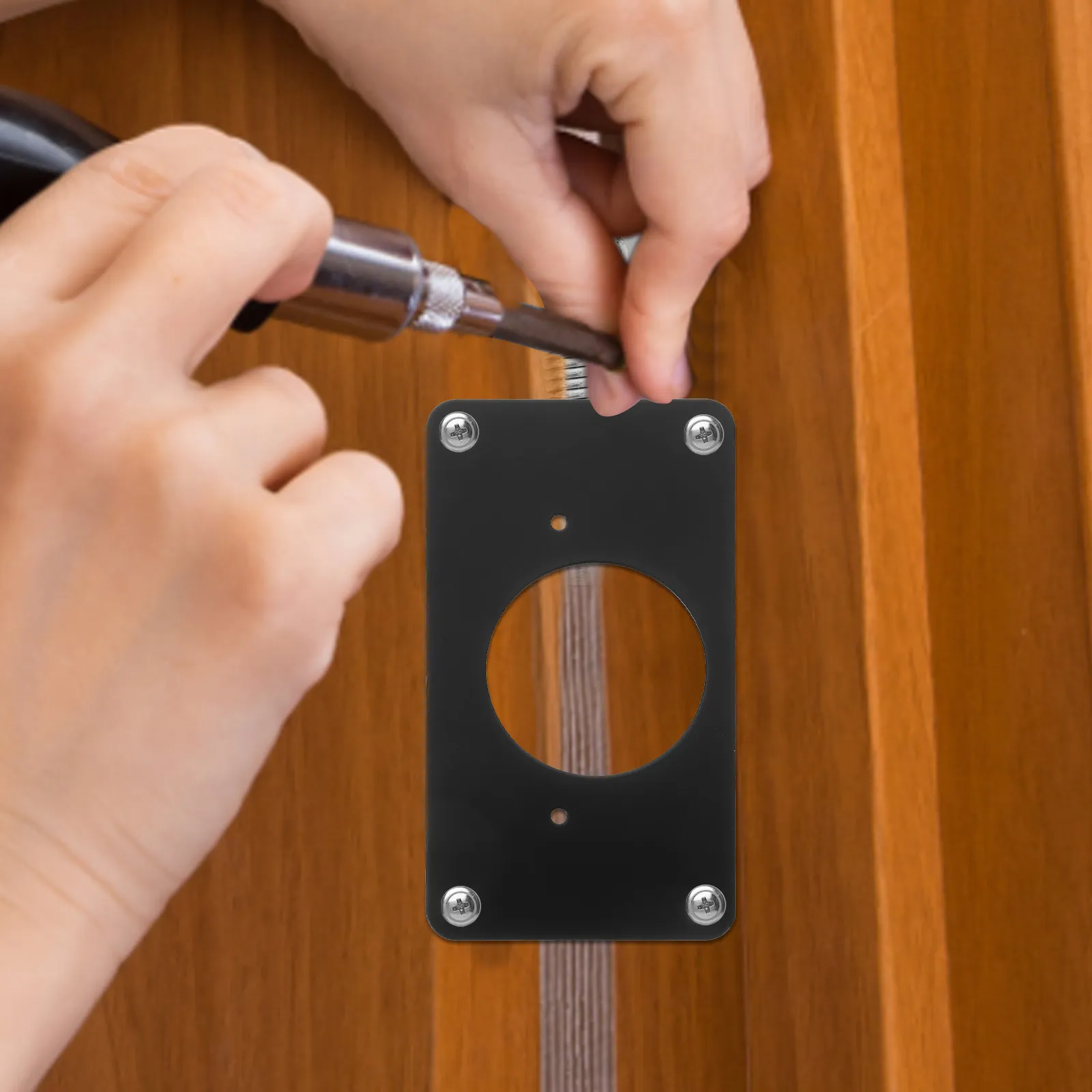 

1Set Strong Cabinet Door Hinge Repair Plate Brushed Finish Door Reinforcement Plate for Wardrobe Fixing and Installation Use