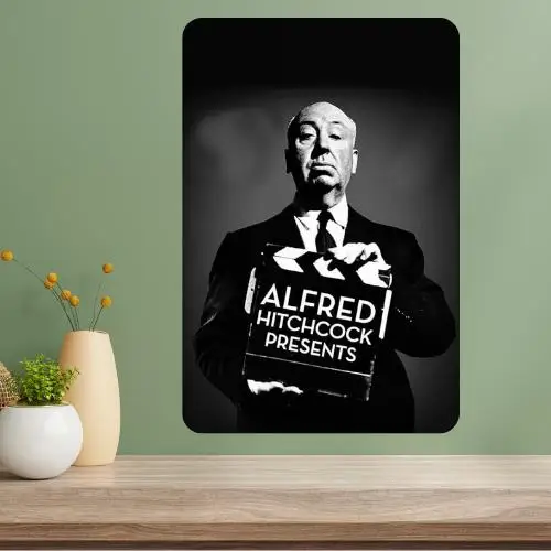 Alfred Hitchcock Apresenta Sinalização Metálica de Programa de TV Clássico