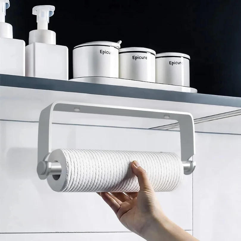 Soporte de papel de cocina de acero inoxidable, soporte de plástico, accesorios de cocina, dispensador de papel de cocina, sumin