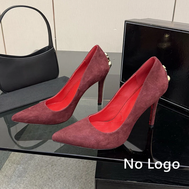 2026 Spring new  women's pointed thin high heels luxury gold sword heel red insole high heels 10cm super high heels queen shoes