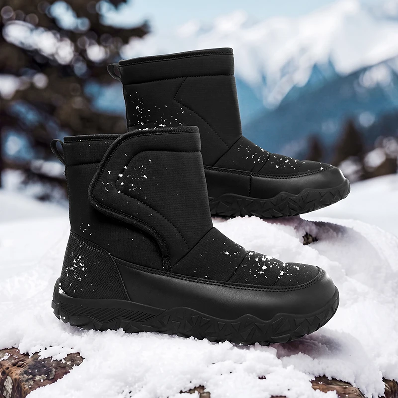 Extra Large Size Winter Snow Boots Wide Toe Box Insulated Mid Calf Boot Fleece Lined Anti Slip Rubber Sole Outdoor Winter Boots