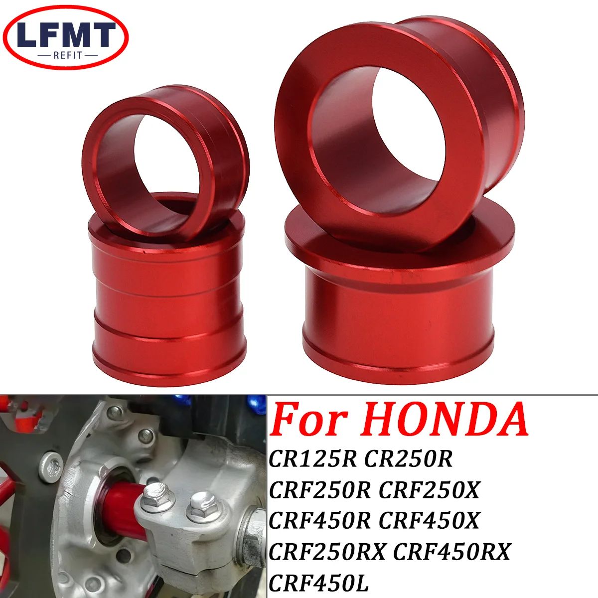 

Motorcycle CNC Billet Front Rear Wheel Hub Spacers Wheel Busher For Honda CR CRF 125 250 250R 250X 450R 450X 250RX 450RX 450L