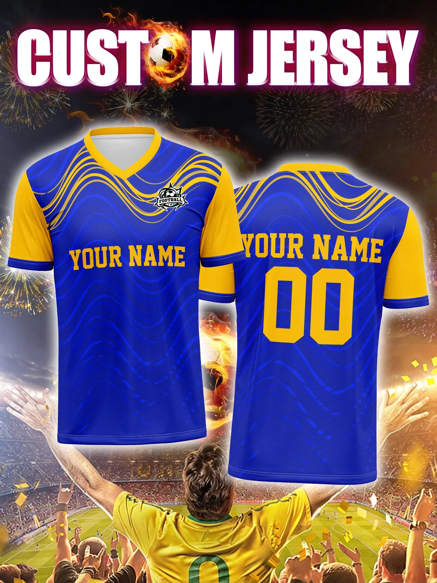 

Футбольная форма на заказ с индивидуальным изображением, номером и именем, униформа для турниров, лиг, чемпионатов и соревнований.